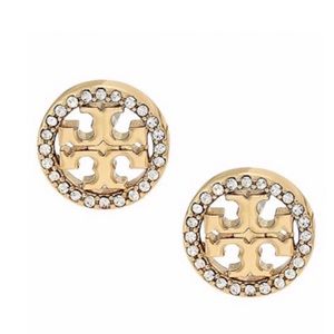 TORY BURCH • Crystal Circle Logo Earrings